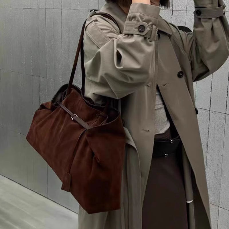 Faux Suede Large-Capacity Shoulder Bag