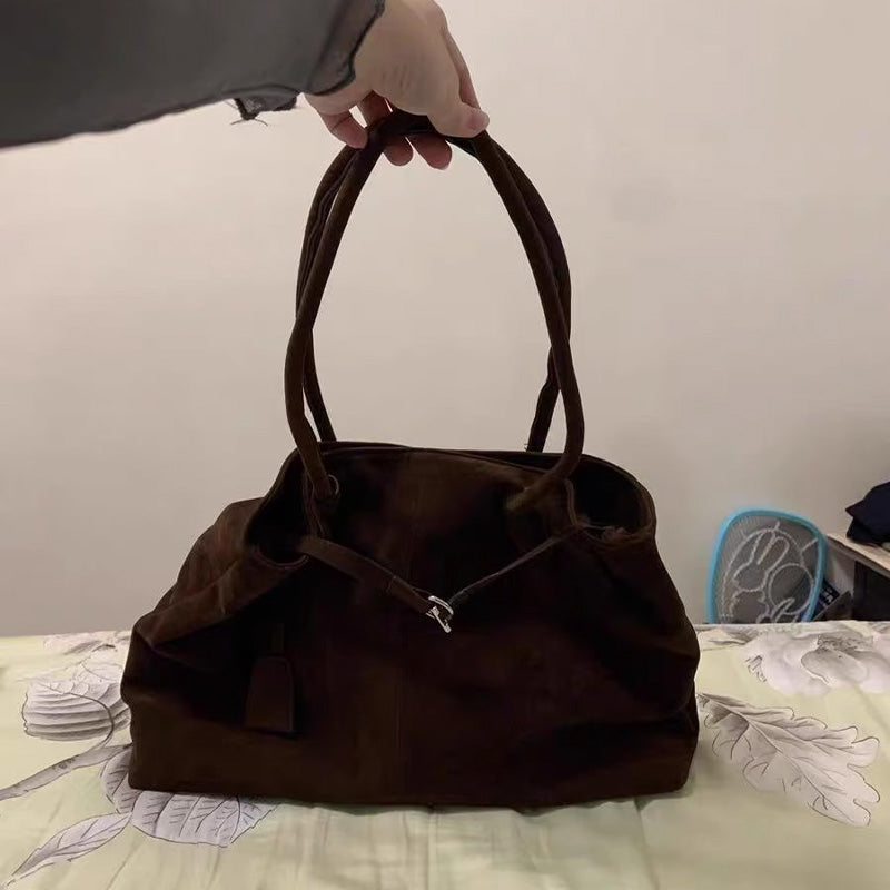 Faux Suede Large-Capacity Shoulder Bag