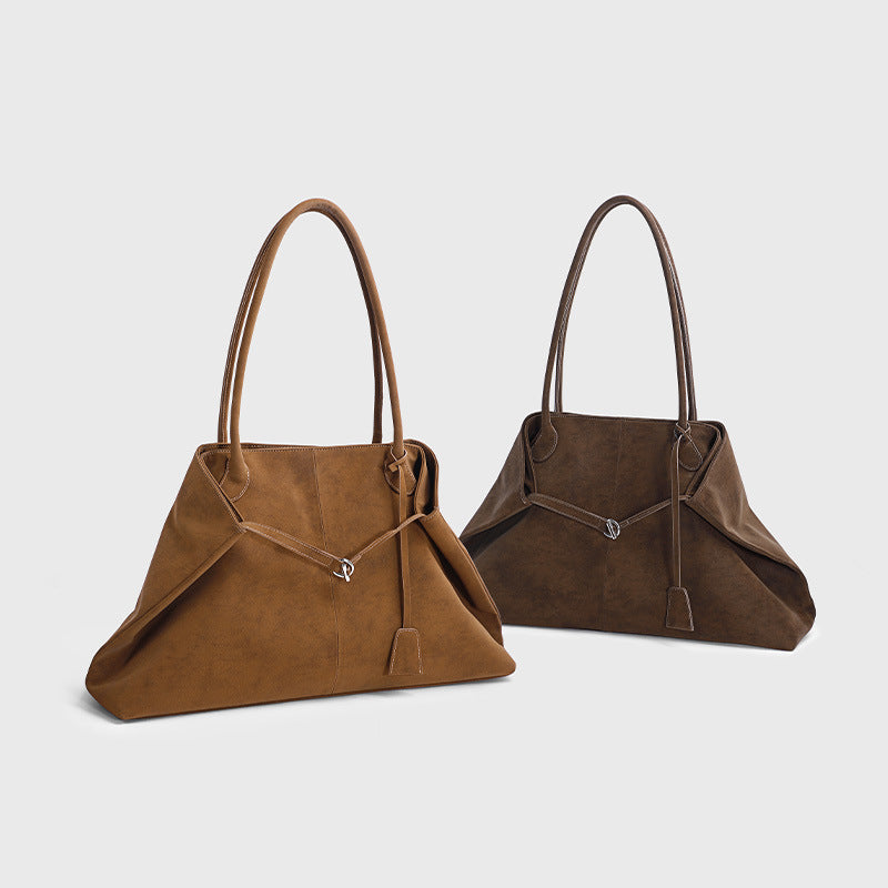 Faux Suede Large-Capacity Shoulder Bag